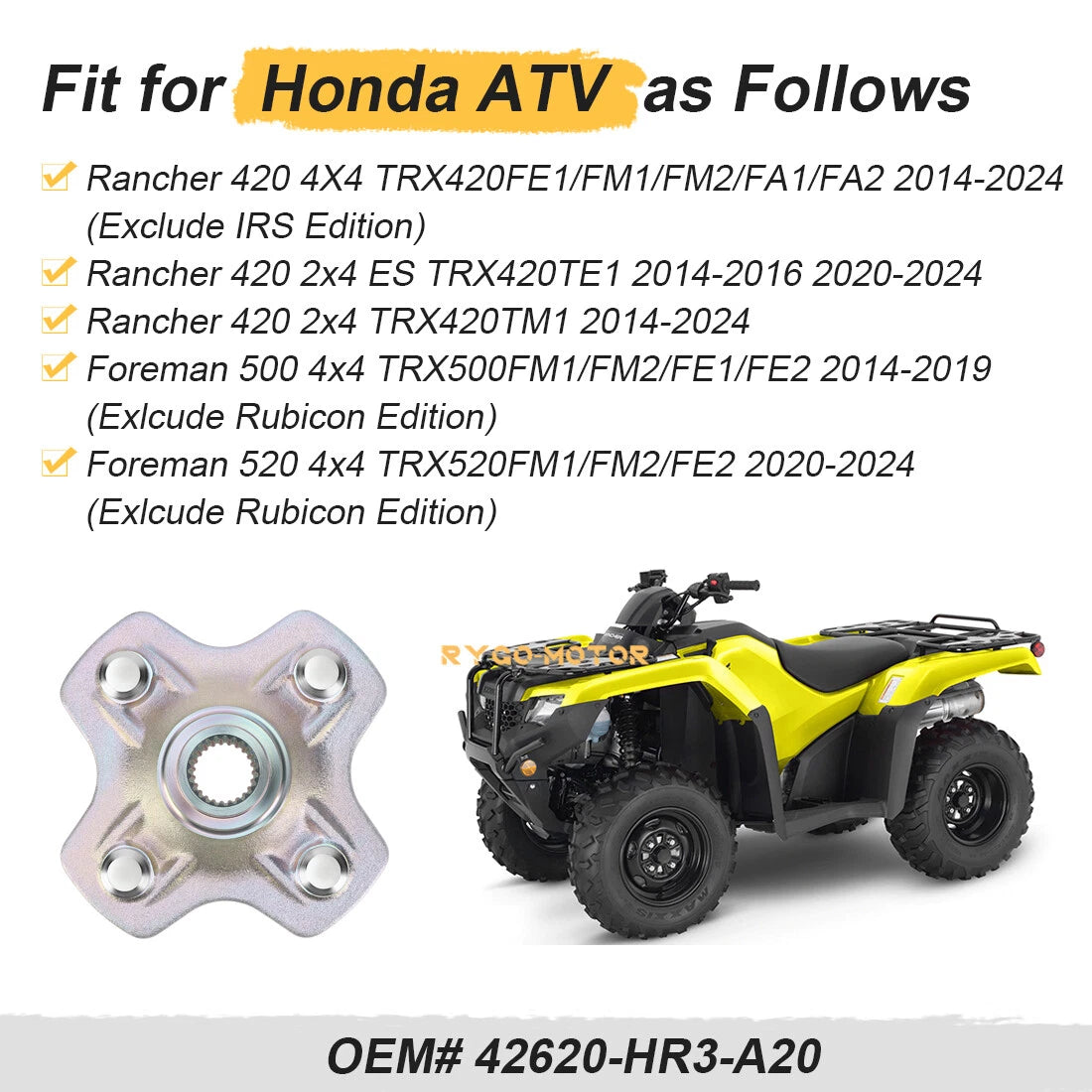 Rear Left Wheel Hub for Honda Foreman 500 4x4 TRX500FM1/FM2/FE1/FE2 (2014–2019)