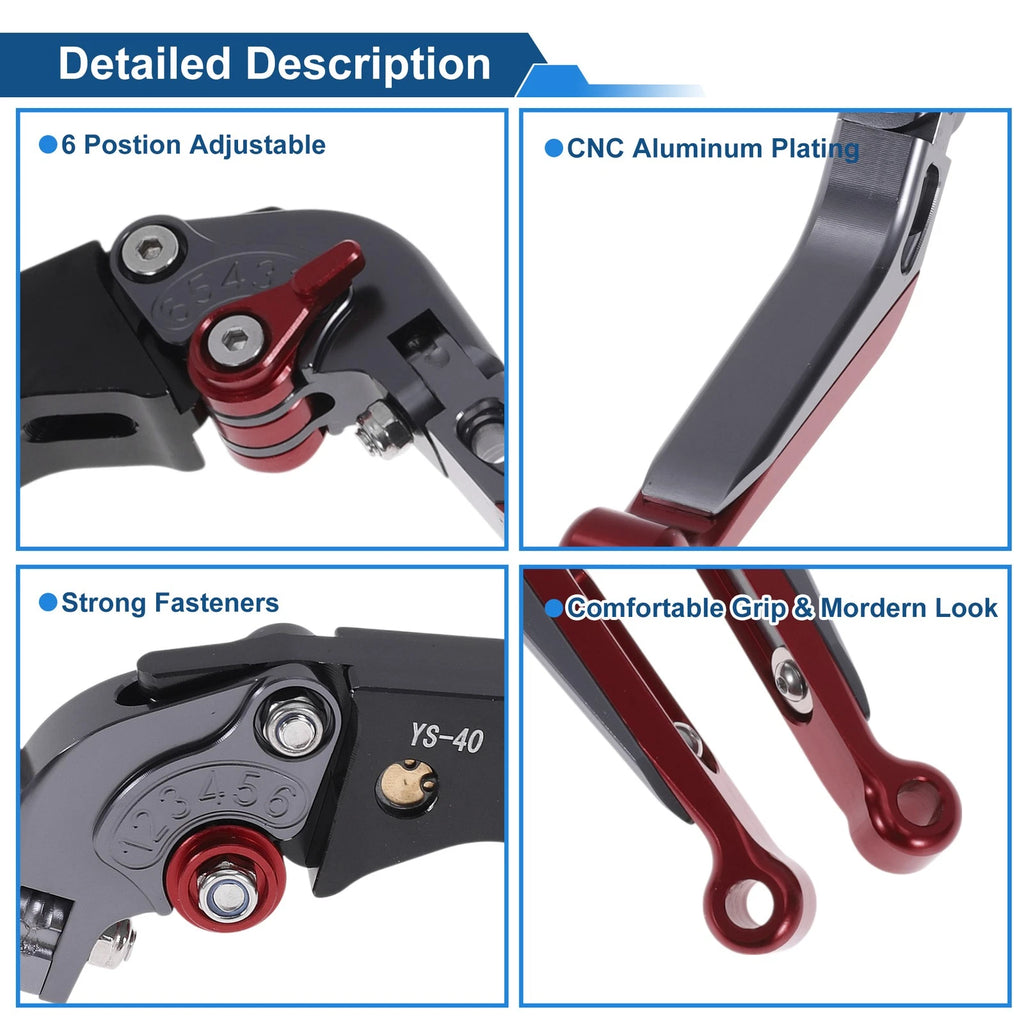 Adjustable Brake Clutch Lever for Honda CBR600RR (2007–2016) Titanium Red