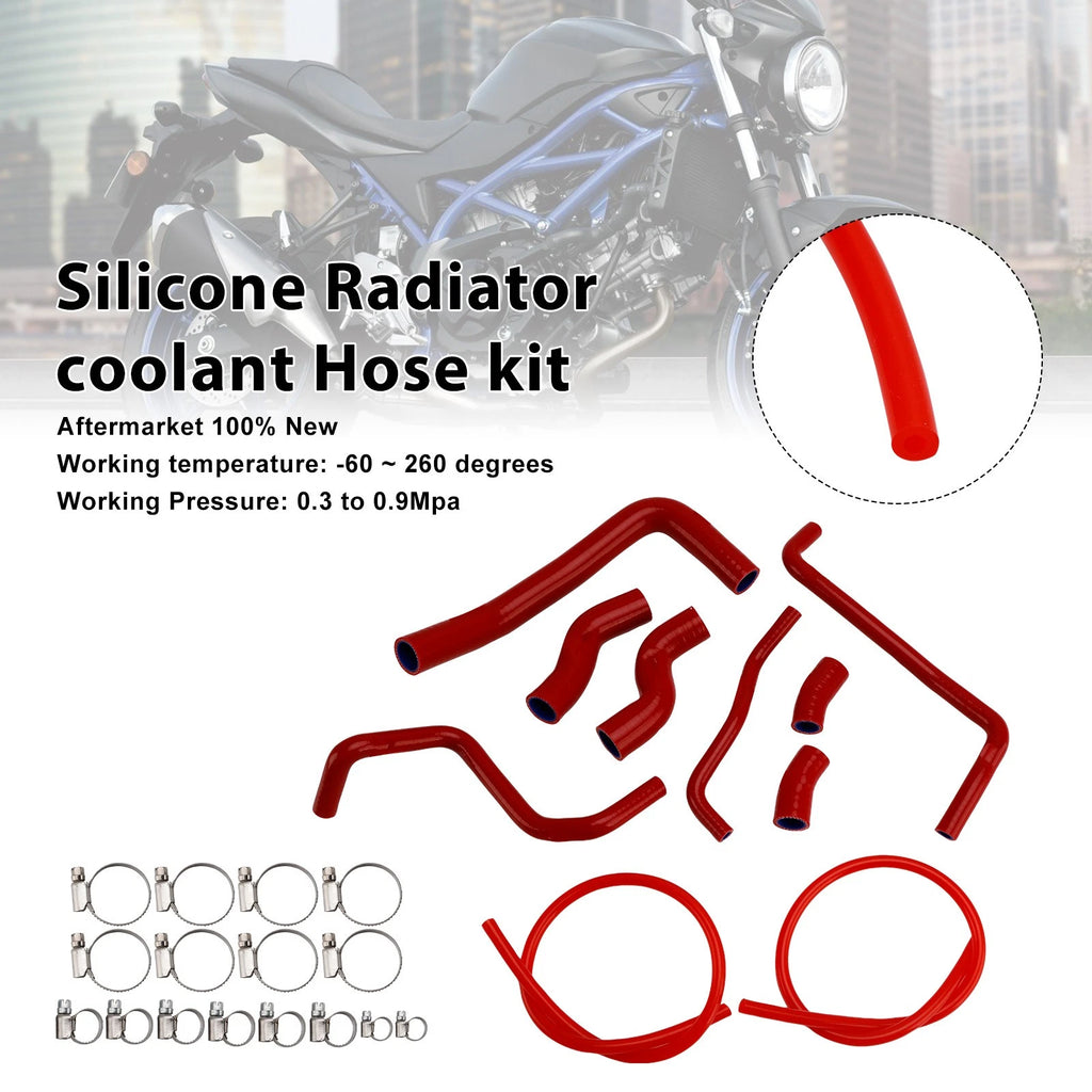 Silicone Radiator Coolant Hose for Suzuki SV650 (2016–2025) Red