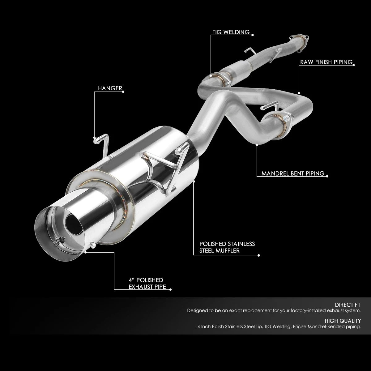 Catback Exhaust System for Acura Integra GS LS RS (1994–2001) 4.5" OD Tip