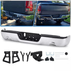 Chrome Rear Bumper for Dodge RAM 1500 (2009–2018) w/o Sensor Holes, Dual Exhaust