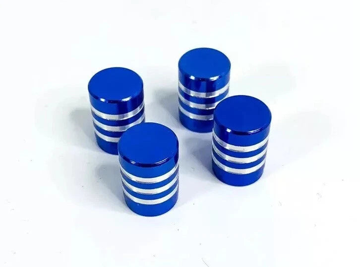 Tire Valve Stem Air Caps Blue Billet Aluminum Replacement for Truck Car (—)