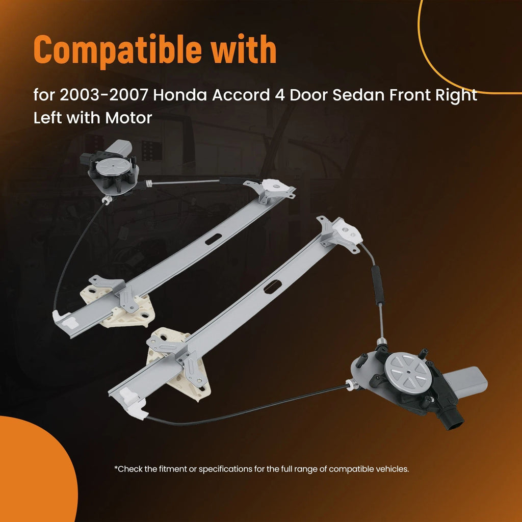 2X Power Window Regulator w/ Motor Pair for Honda Accord 2003–2007
