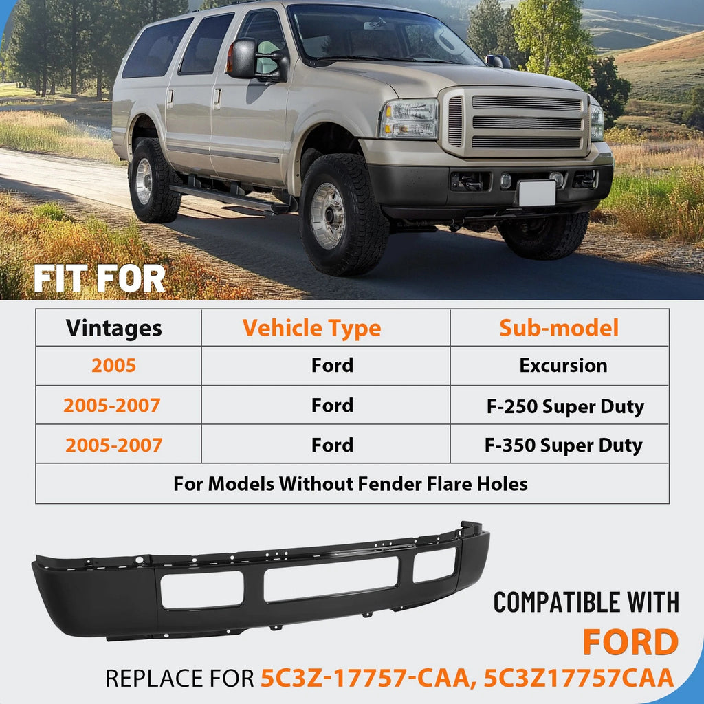 Steel Black Front Bumper for Ford F-250 F-350 Super Duty (2005–2007)