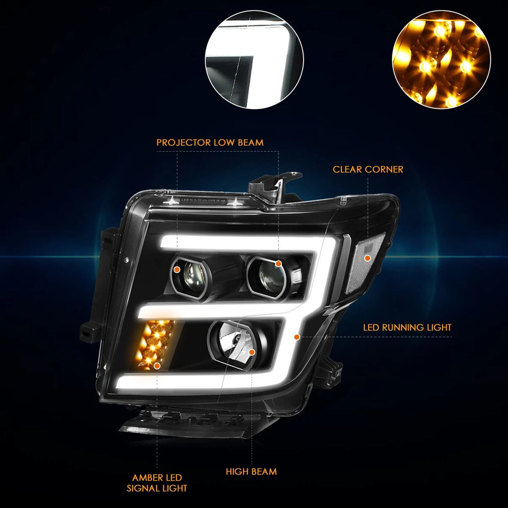 LED Turn Signal + E-Shape DRL Projector Headlights for Titan XD (2016–2024)