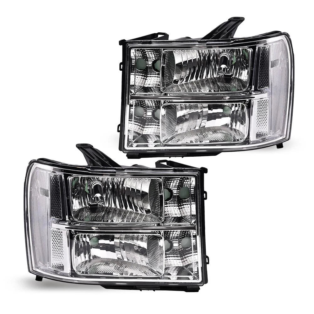 Pair of Clear Lens Headlights for GMC Sierra 1500 2500HD 3500HD (2007–2013)