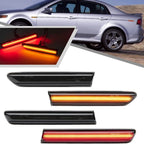 Set of 4 Smoked LED Side Marker Lights for Acura TL (2004–2008) Amber Red