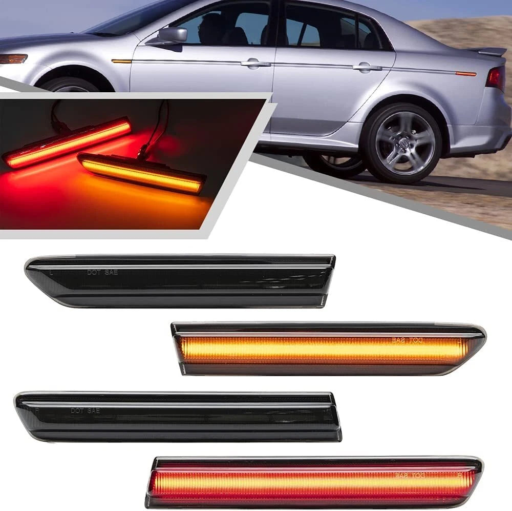 Set of 4 Smoked LED Side Marker Lights for Acura TL (2004–2008) Amber Red
