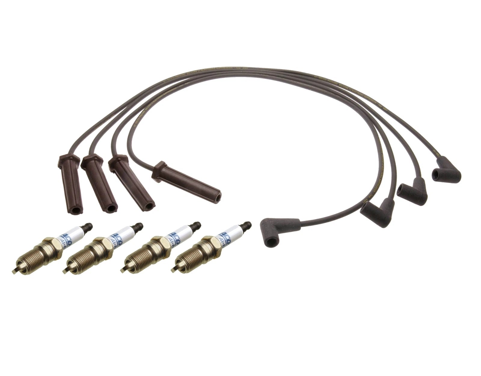 Set of 4 ACDelco Platinum Spark Plugs & Ignition Wire Set for Chevy 2.2 (VIN 4)