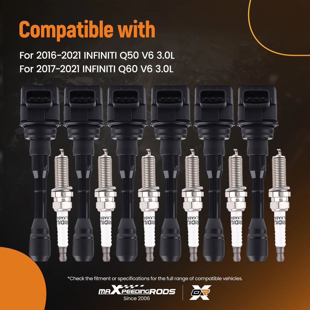 Ignition Coil & Iridium Spark Plug Set for Infiniti Q50 (2014–2020)