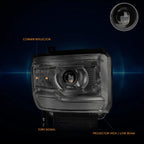 Projector Headlight Set for GMC Sierra (2014–2018) Smoked Housing Clear Signal