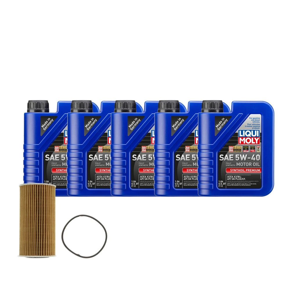 5L Liqui Moly Synthoil Premium SAE 5W-40 Oil Change Kit for Audi L4 2.0L (2010–2023)