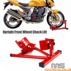 Red Front Tire Wheel Chock Stand for Motorcycle Motorbike Garage Transport