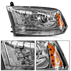 Pair Headlights for Ram 1500 2500 3500 (2013-2018) Chrome LED DRL