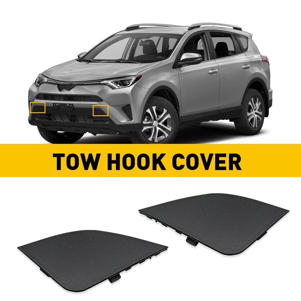 Pair Front Bumper Tow Hook Covers for Toyota RAV4 (2016–2018)