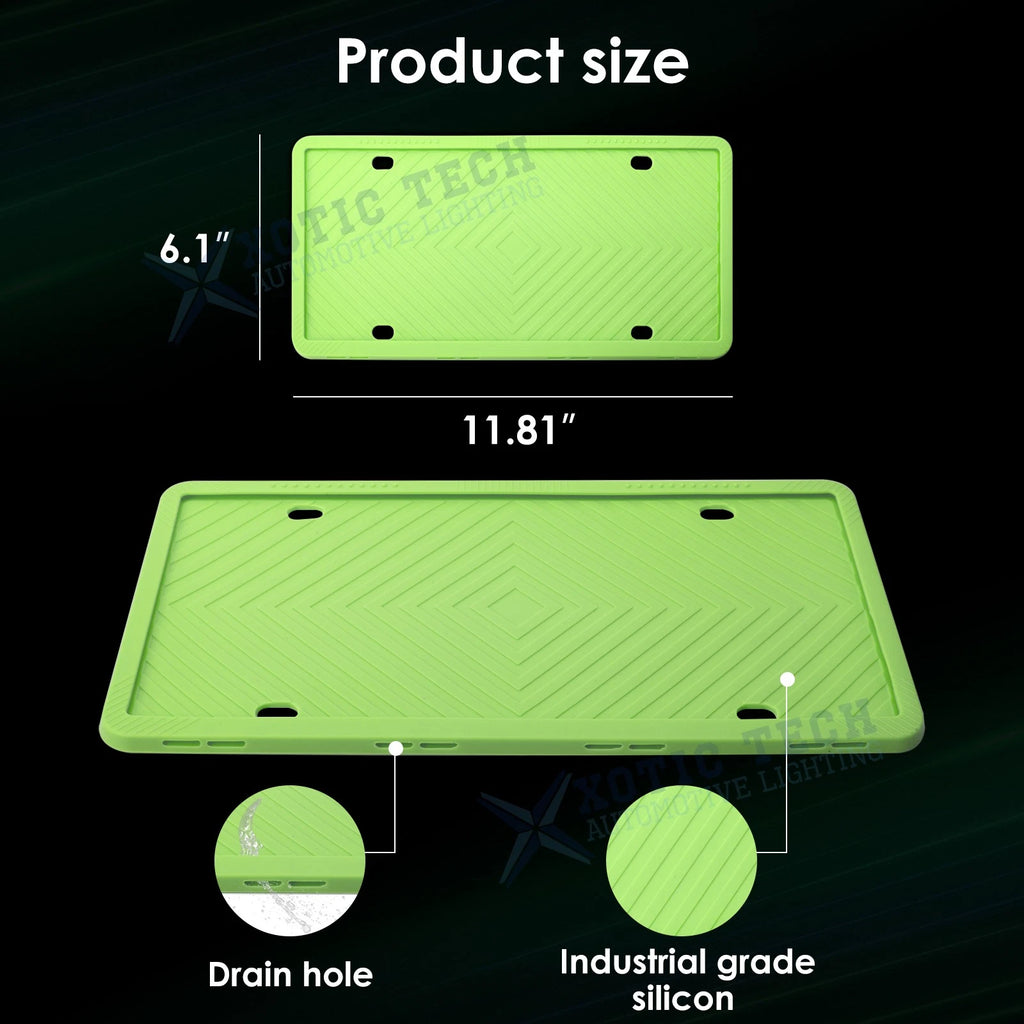 Silicone License Plate Frame for Nissan (2017-2021) 2-Pack Luminous Green