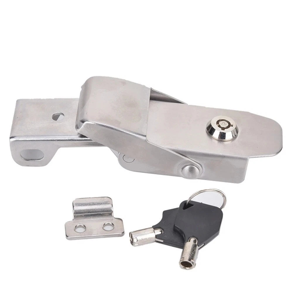 Sliding Door Latch Clip Lockable Stainless Steel with 2 Keys for