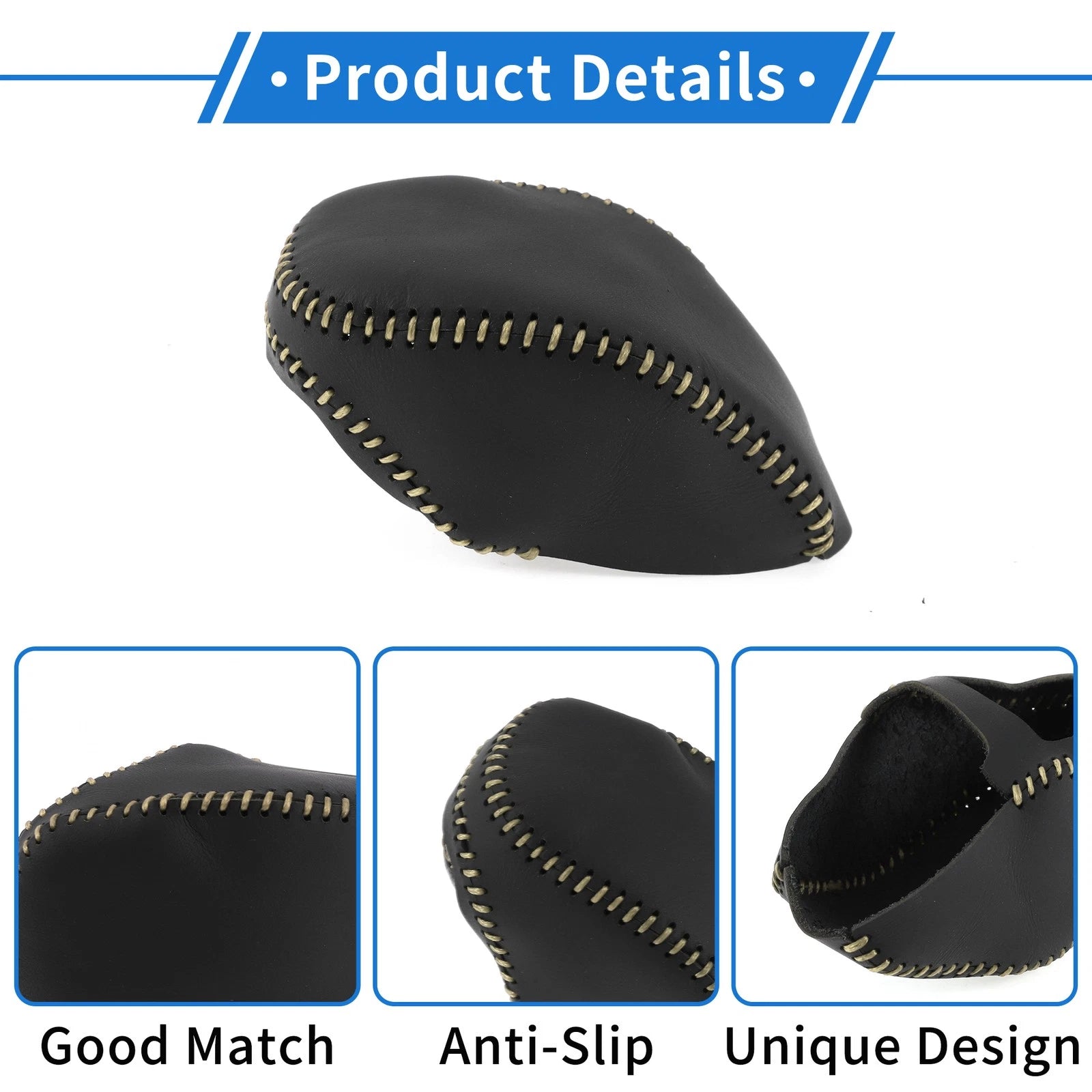1pc Gear Shift Knob Cover for Toyota RAV4 (2019–2024) Black Beige Faux Leather