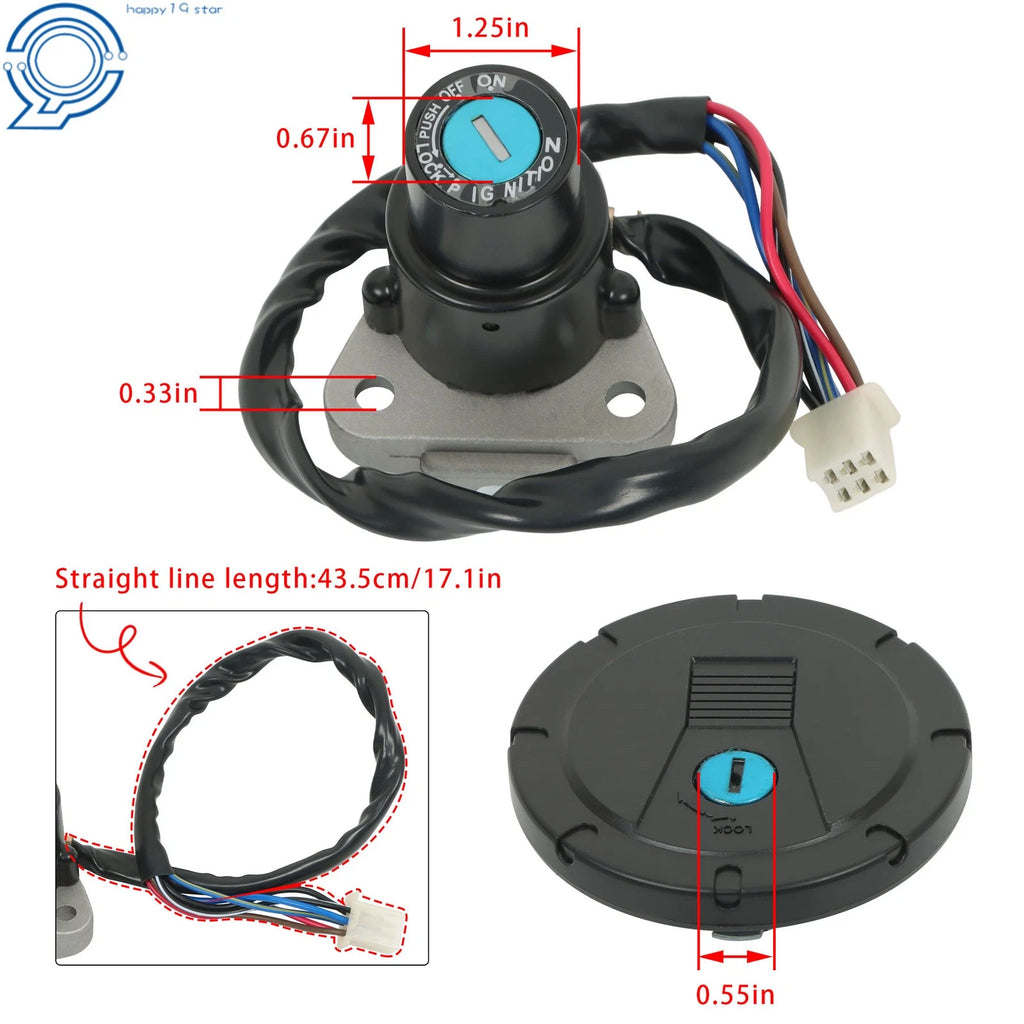 Fuel Gas Cap Ignition Switch for Kawasaki KL250 KLR250 KLR650 (1986–2007)