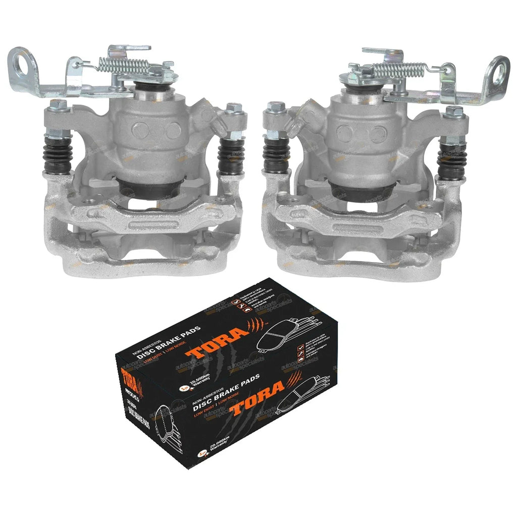 LH + RH Rear Disc Brake Calipers + Pads for Mazda 3 BM BN (2014 - 2019)