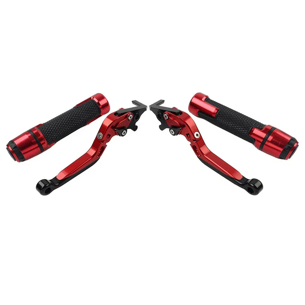 Red Extendable Brake Clutch Levers & Handlebar Grips for Suzuki GSX-S750 (2017-2023)