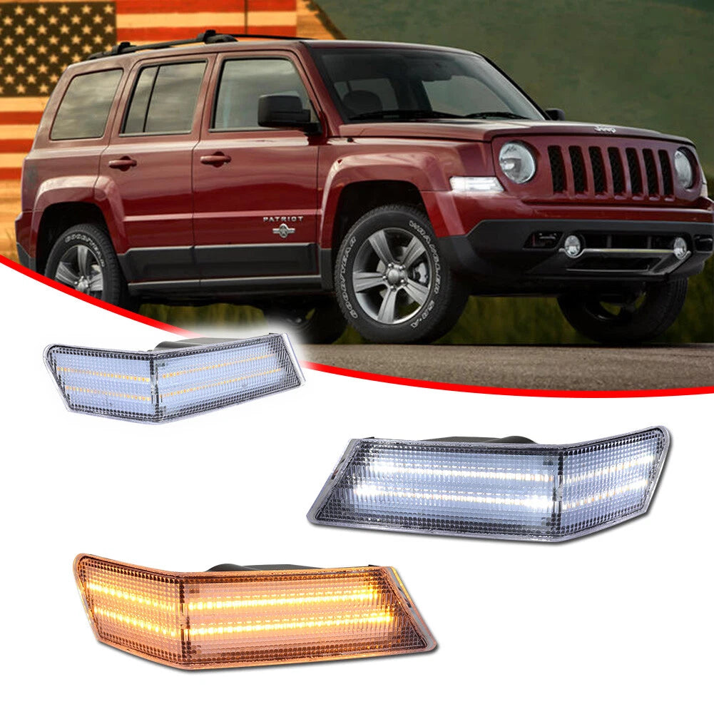 2X Clear Switchback LED Turn Signal Blinker Lights for Jeep Patriot (2007–2017)