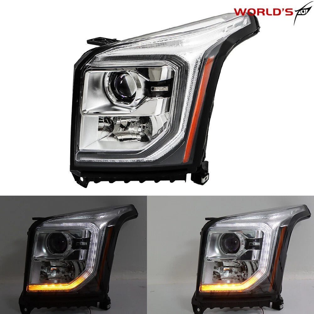 Set of 2 HID LED DRL Projector Headlights for GMC Yukon XL (2015–2020)