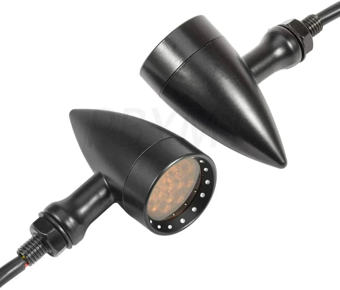 Black LED Motorcycle Bullet Turn Signal Lights for Harley Chopper