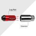 20Pc M12X1.5 Red JDM Cone Seat Hex Wheel Lug Nuts with Cap & Extension