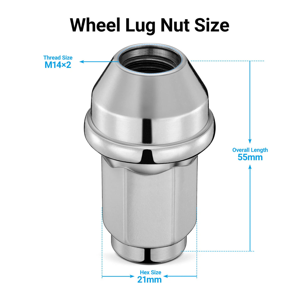 Chrome 14X2 Lug Nuts for Ford F-150 Expedition Navigator (2003-2014)