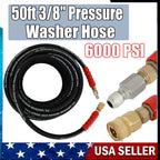 3/8" x 50ft Hot Water Pressure Washer Hose 6000psi 2-Braid R2