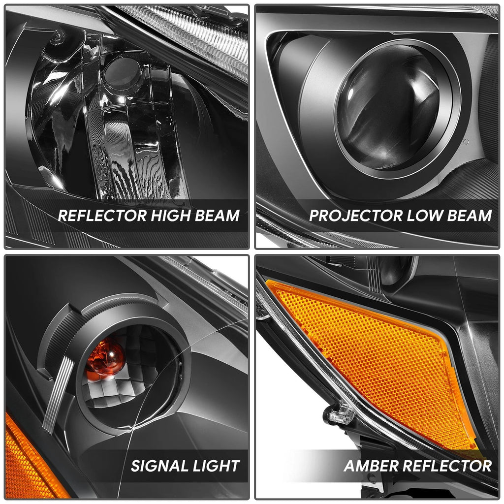 Black Housing Amber Side Projector Headlight for Subaru Outback/Legacy (2010–2014)