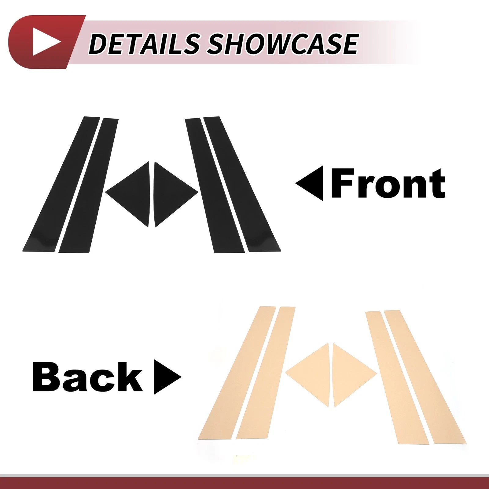 Set of 6 Door Pillar Window Trim for Kia Forte Cerato (2011–2013) Black