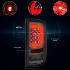 3D LED C-Bar Tail Light for Dodge Ram Pickup (2009–2017) - Red, Smoked