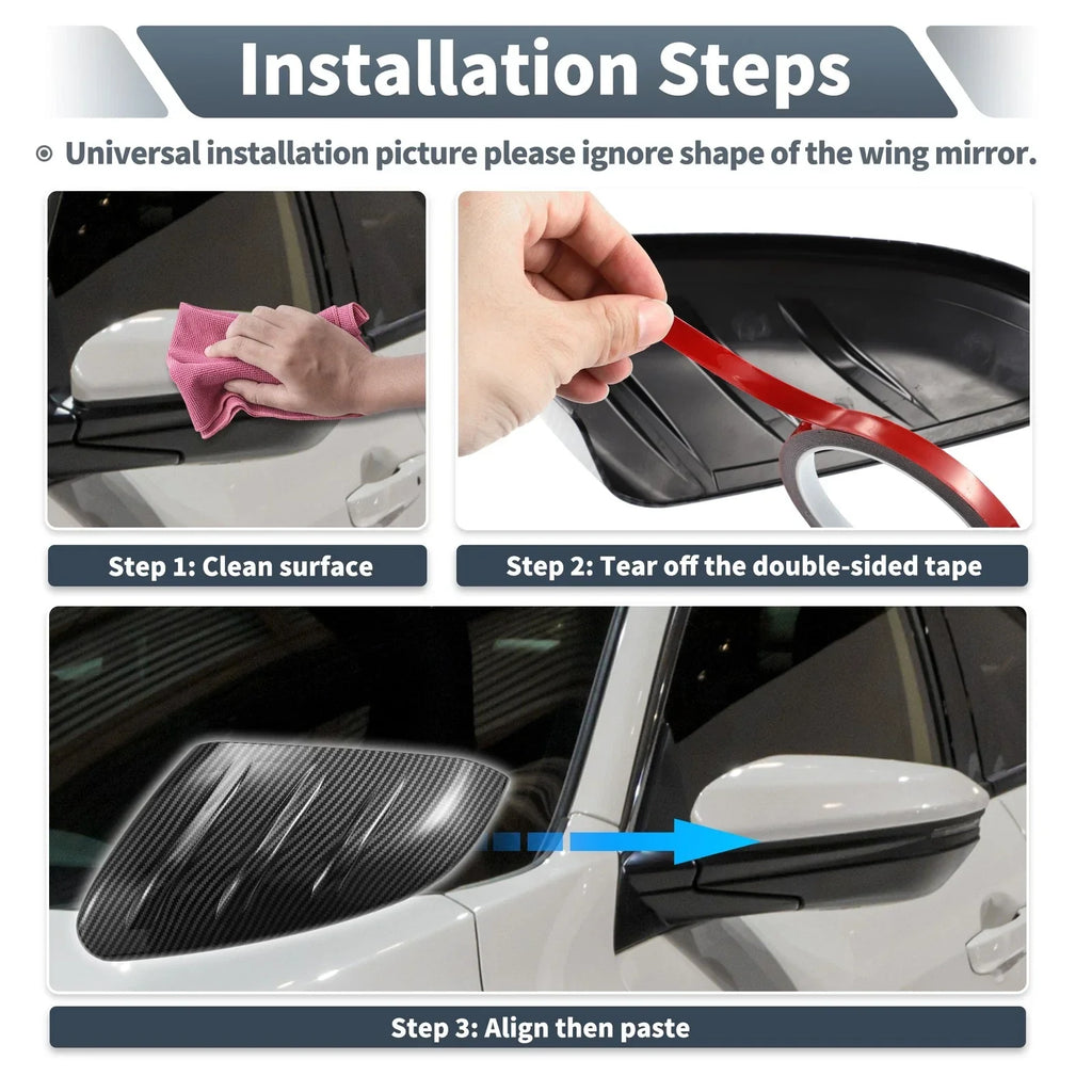 Rearview Mirror Cover Overlay Black Carbon Fiber for Hyundai Tucson (2022-2024)