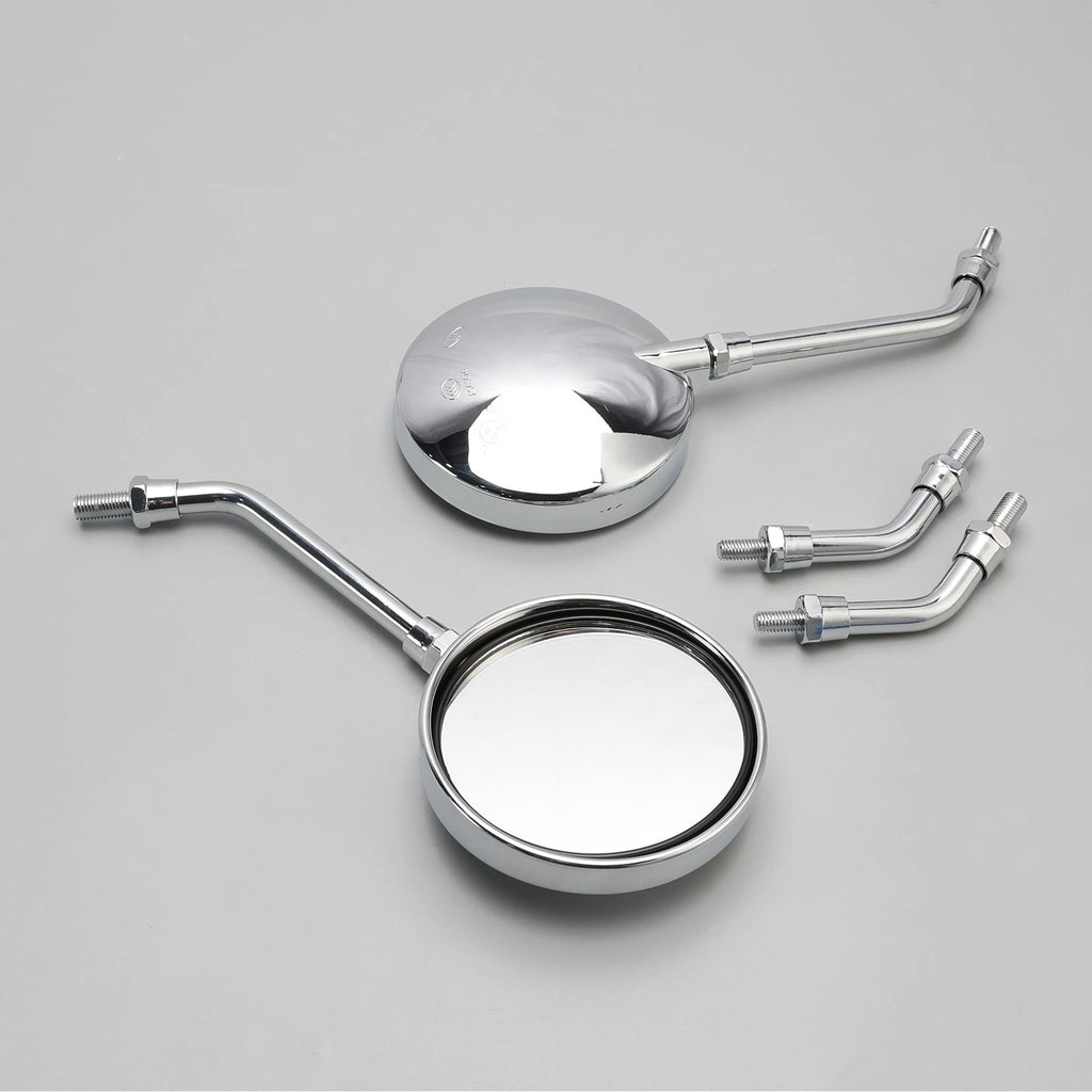 Set of 2 Chrome Round Mirrors 10MM for Honda (Universal)