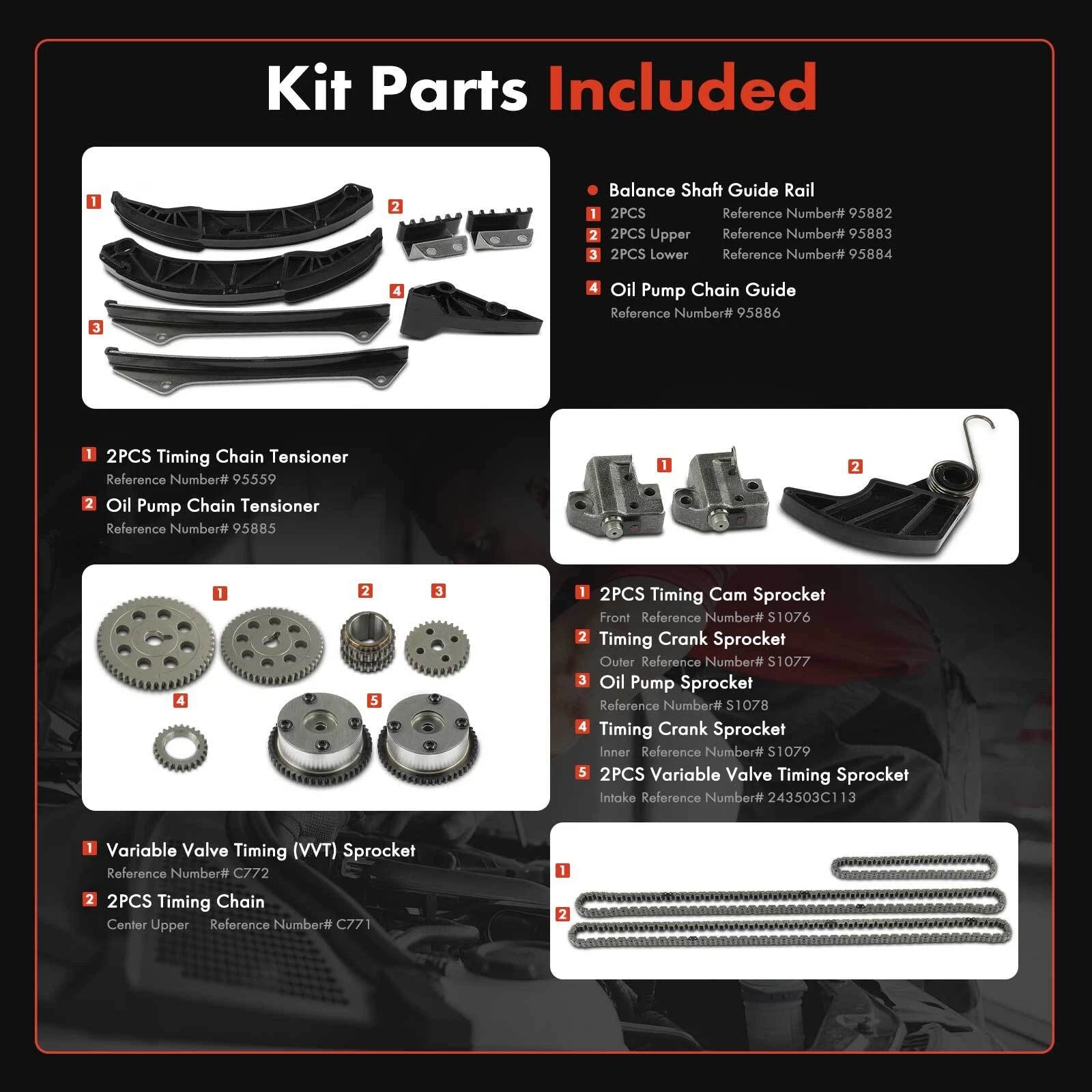 20x Timing Chain Kit for Kia Sedona (2006–2010) Hyundai Veracruz V6 3.8L
