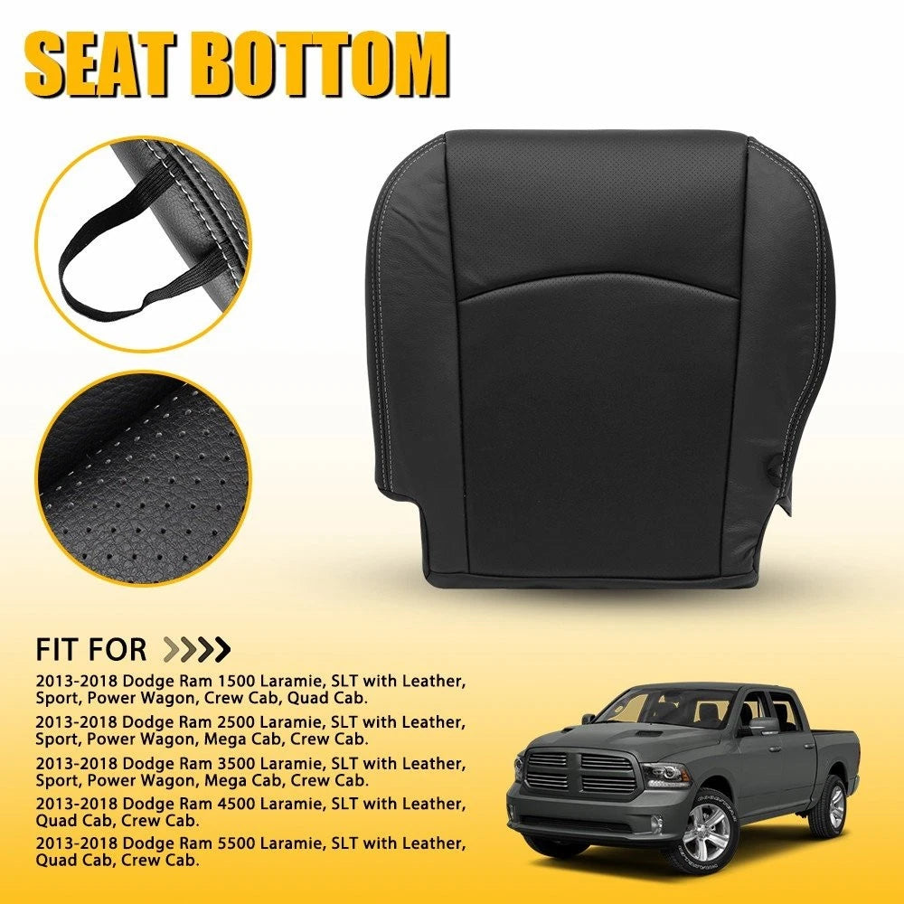 Front Bottom Seat Cover for Dodge Ram 1500 2500 3500 (2013–2018) Black EXV