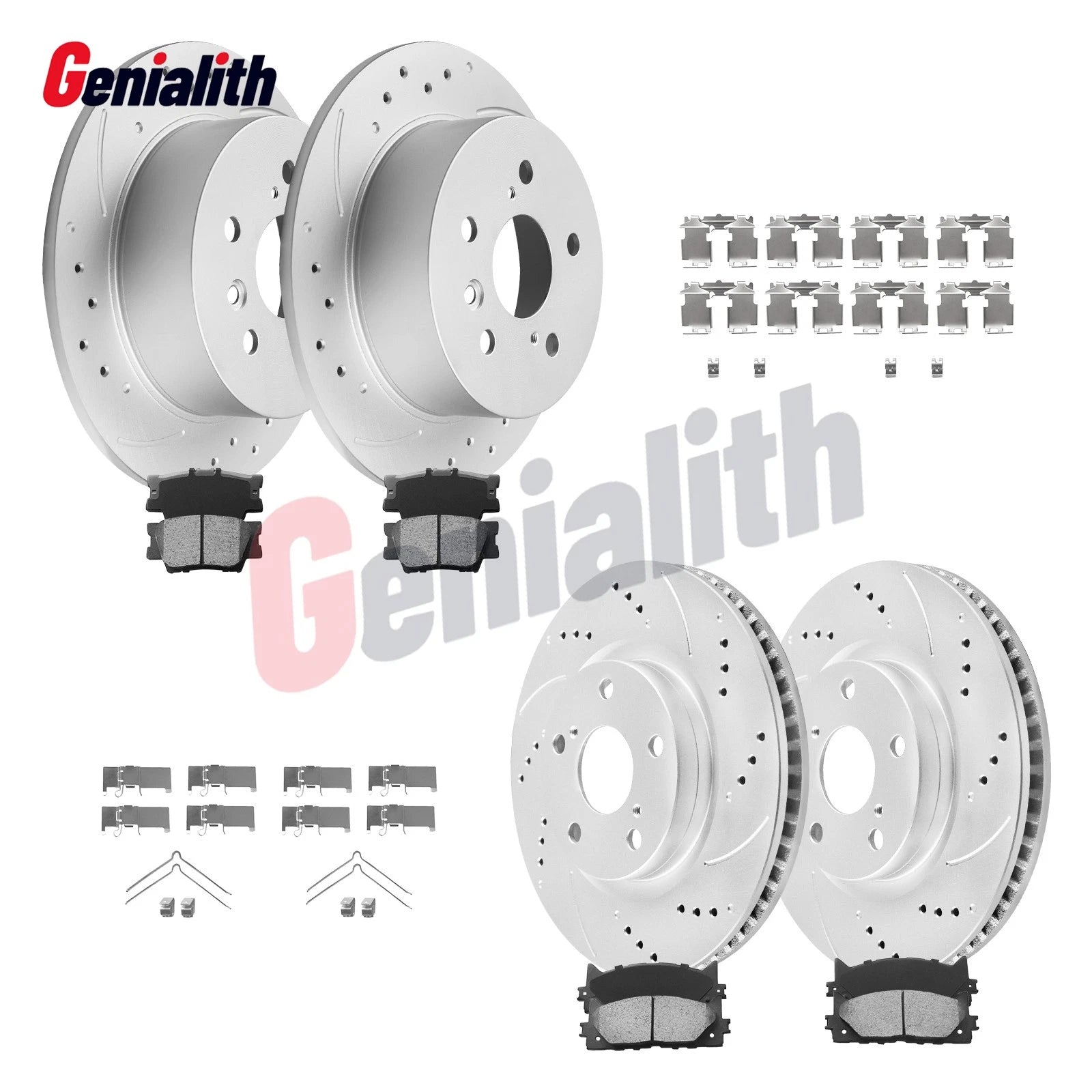 Front & Rear Disc Rotors Brake Pads Kit for Toyota Avalon Camry Lexus ES350 (2005–2020)