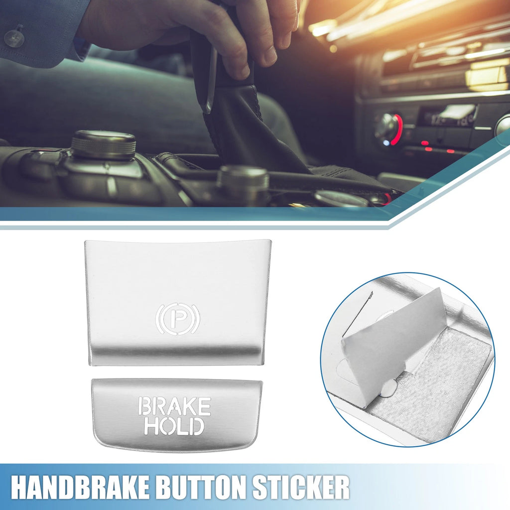 2pcs Handbrake Button Sticker for Honda HR-V (2016–2022) Silver Tone
