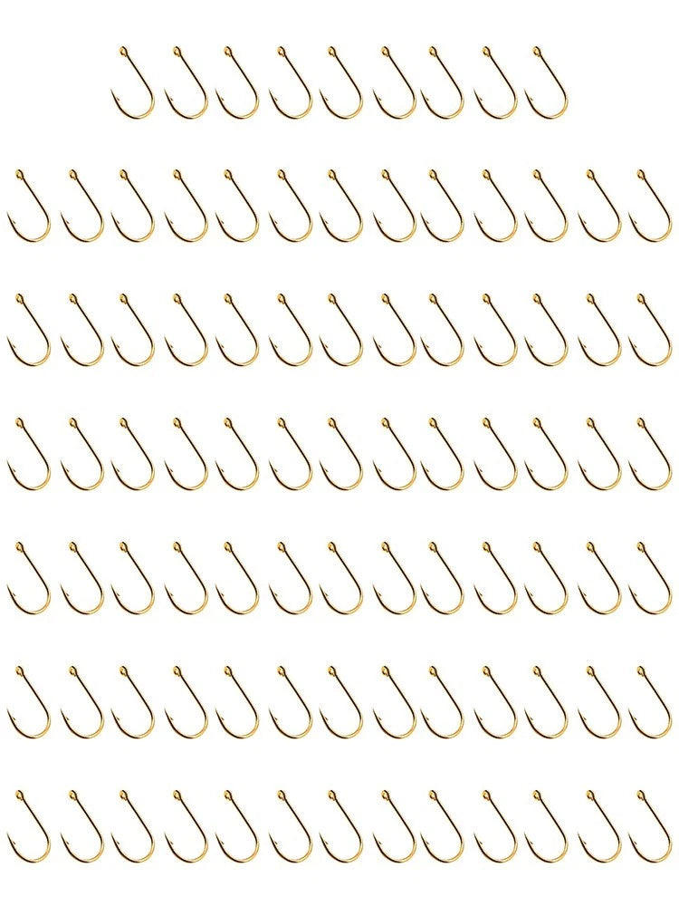 100pcs Carbon Steel Fly Barb Fishing Hooks for Fly Tying