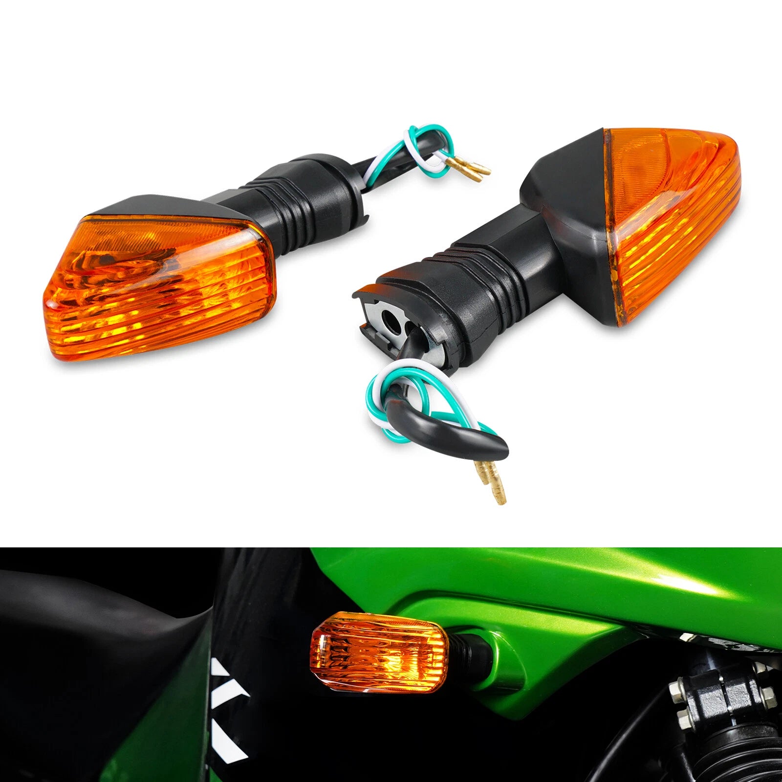 Front Rear Turn Signal Light Indicator Amber for Kawasaki KLR 650 (2008–2017)