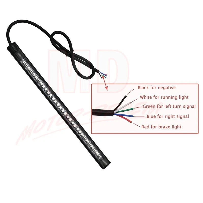 2X 8" 48LED Integrated Brake Stop Turn Signal Tail Light Strip for Motorcycle