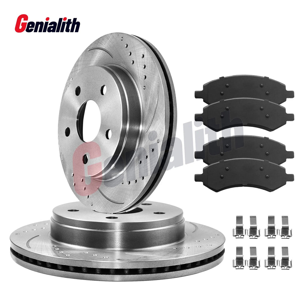 Set of 2 Front Drilled Brake Rotors & Pads for Dodge Ram 1500 (2006–2018)