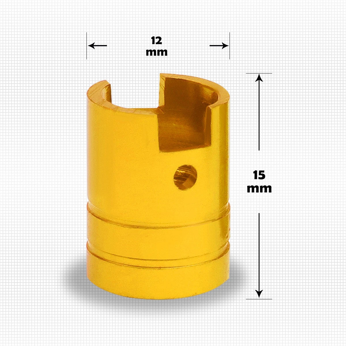 Set of 4 Gold Aluminum Tire Stem Caps 17mm Piston Style Valve Covers