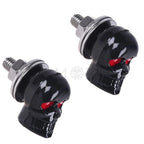 2X Skull Black Motorcycle License Plate Frame Bolts Screws Red Eye