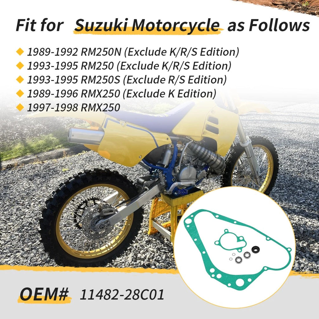 Water Pump Gaskets Kit for Suzuki RM250 RMX250 (1989–1998) 11482-28C01 17431-28C10
