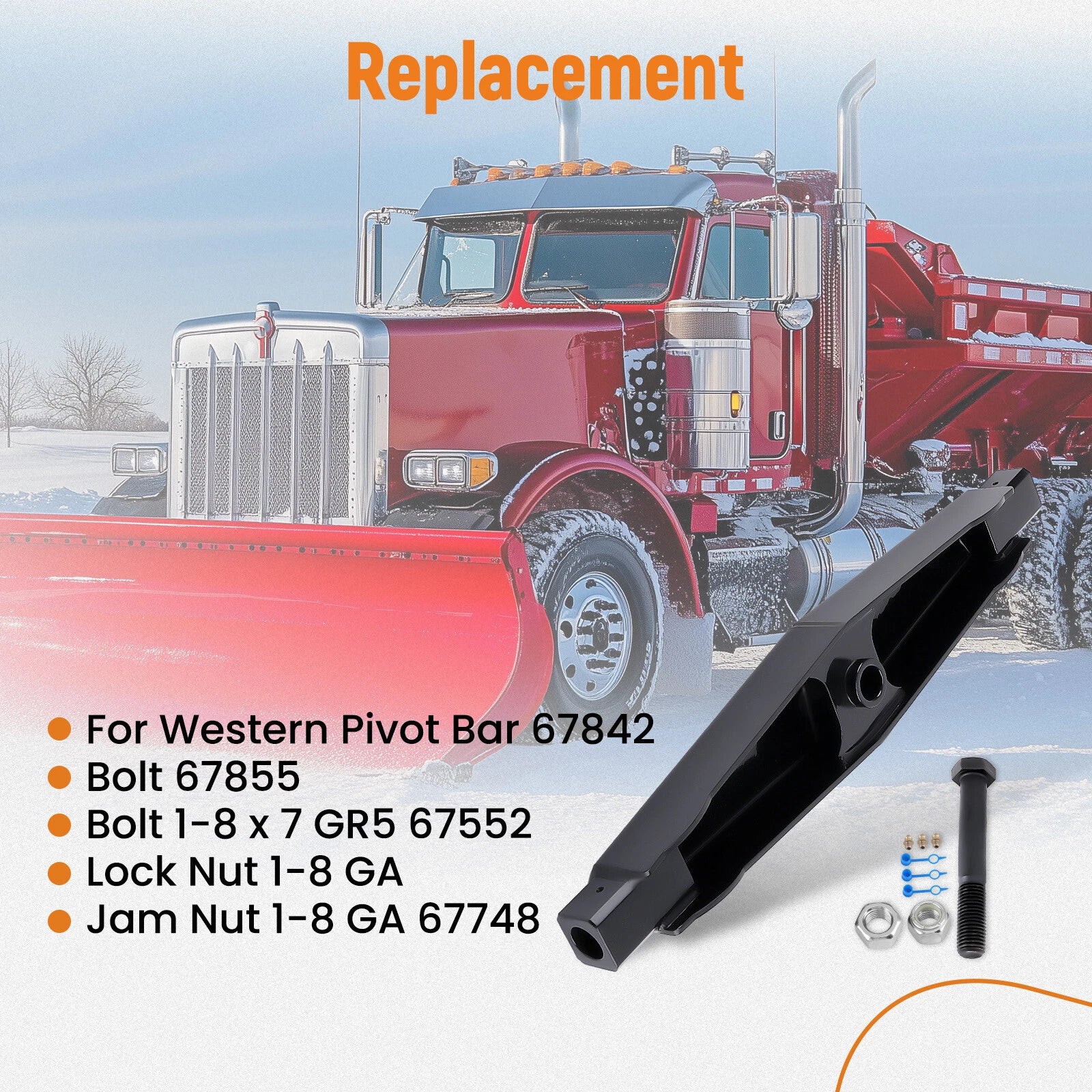 Snow Plow Pivot Bar & Bolt for Western Snow Plows (Various Models)