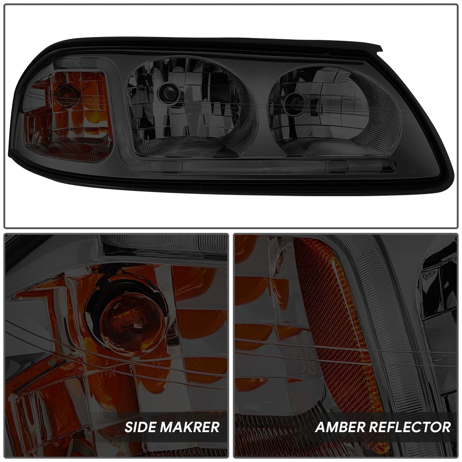 LED DRL for Chevy Impala (2000–2005) Smoked Housing Amber Corner Headlight