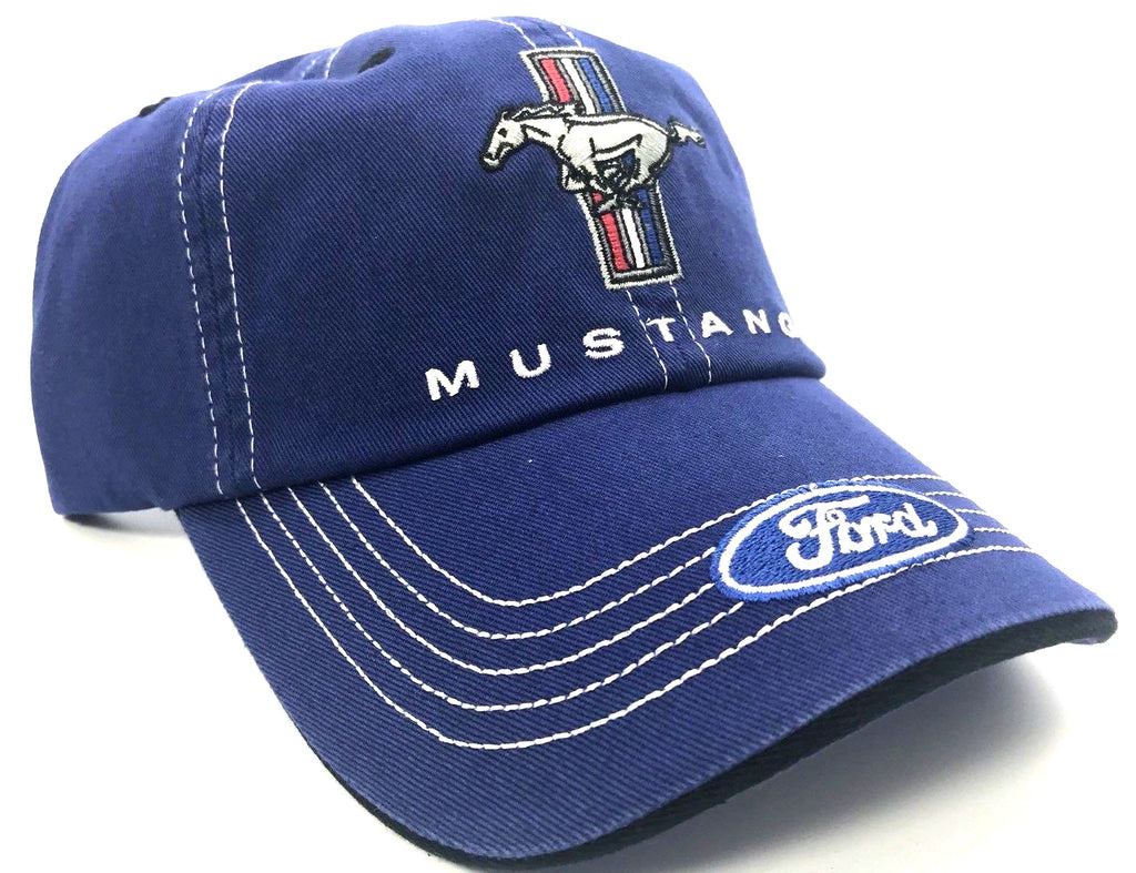 Ford Mustang Hat Cap Blue Tri Bar Pony Logo for Ford Mustang (2005–2014)